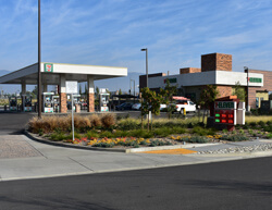 Outdoor image of 7-11 next to a gas station.