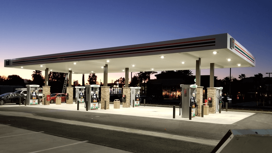 Outdoor image image of 7-11 gas station.