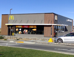 Outdoor image of McDonalds showing the main entrance.